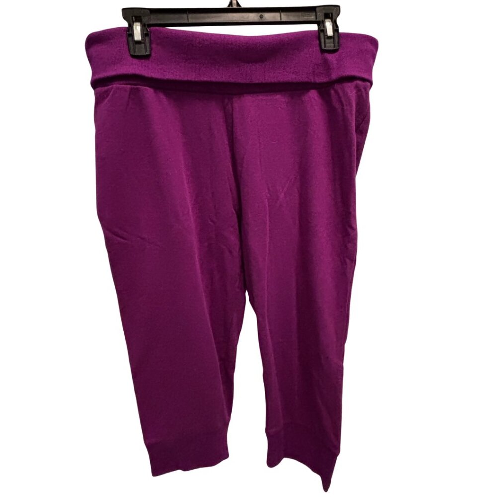 Fabletics fold over waist jogger capris Berry purple pink L